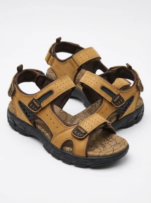 Sandale cuir homme bride ajustable marche active quotidienne - Vue 1 - Sandale cuir homme