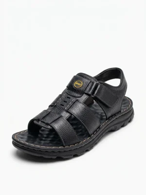 Sandale cuir homme lanières cuir régénéré éthique - Vue 1 - Sandale cuir homme