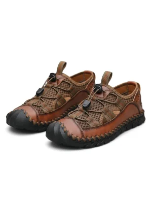 Sandale cuir homme maille respirante marche quotidienne - Vue 1 - Sandale cuir homme