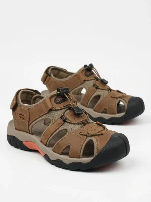Sandale cuir homme randonnée protection renforcée trekking - Vue 1 - Sandale cuir homme