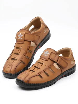 Sandale cuir homme semelle antidérapante confort urbain - Vue 1 - Sandale cuir homme