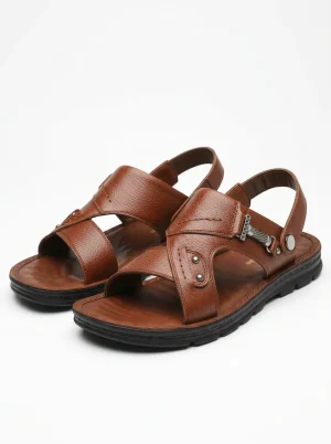 Sandale cuir homme semelle eva amorti marche urbaine - Vue 1 - Sandale cuir homme