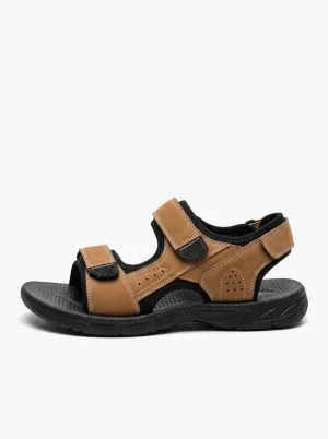 Sandale cuir homme sport moderne à scratch flexible - Vue 1 - Sandale cuir homme