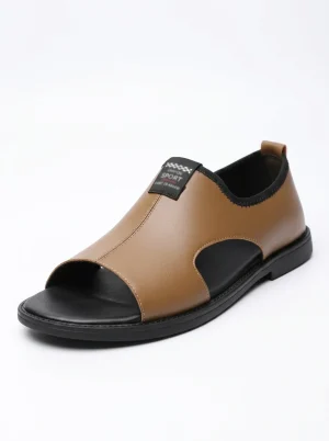 Sandale cuir homme style urbain décontracté souple - Vue 1 - Sandale cuir homme