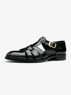 Sandale cuir homme talon caoutchouc événementiel élégant - Vue 1 - Sandale cuir homme